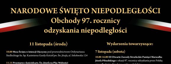 Program obchod&oacute;w Narodowego Święta Niepodległości w Siedlcach